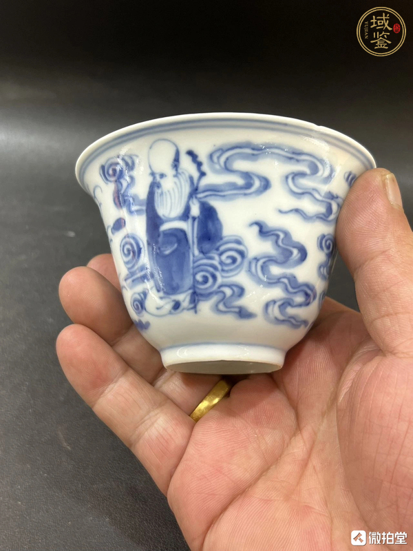 古玩陶瓷青花三星圖仰鐘杯真品鑒賞圖