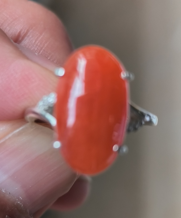 古玩玉器天然冰種紅翡鑲嵌大戒指(FJ0056)拍賣,當前價格988元