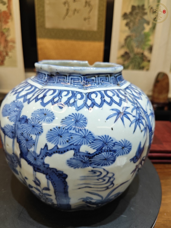 古玩陶瓷花鳥紋青花瓜棱罐真品鑒賞圖