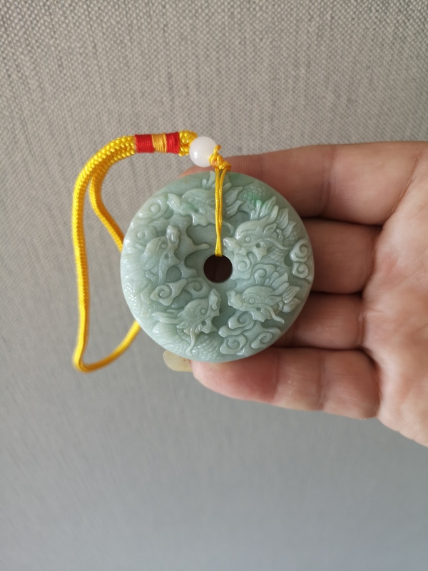 古玩玉器天然翡翠雕“龍紋”牌拍賣,當前價格678元