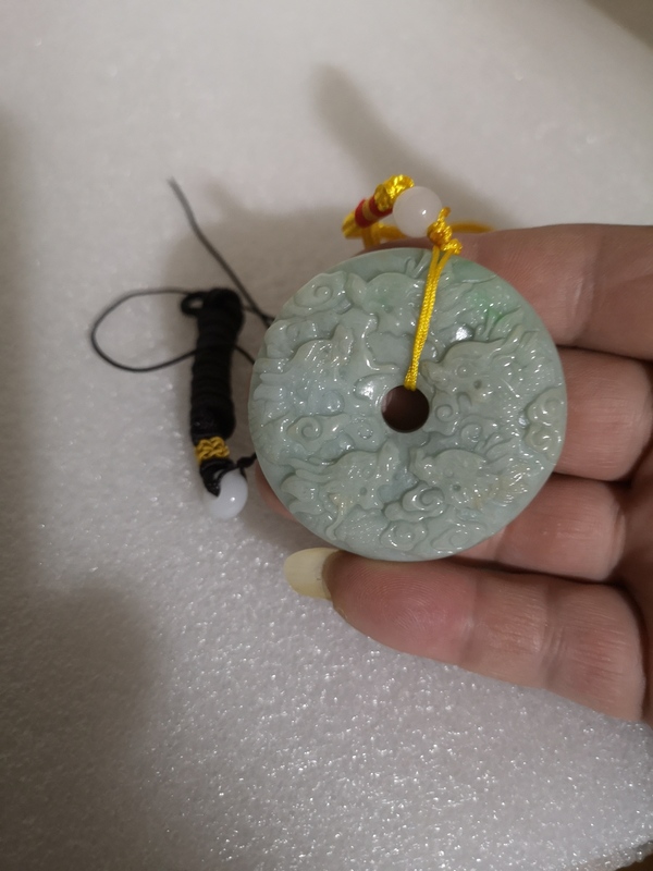 古玩玉器天然翡翠雕“龍紋”牌拍賣,當前價格678元