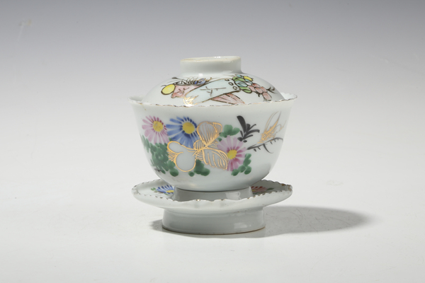 古玩陶瓷粉彩花卉紋蓋杯一套拍賣,當前價格1600元