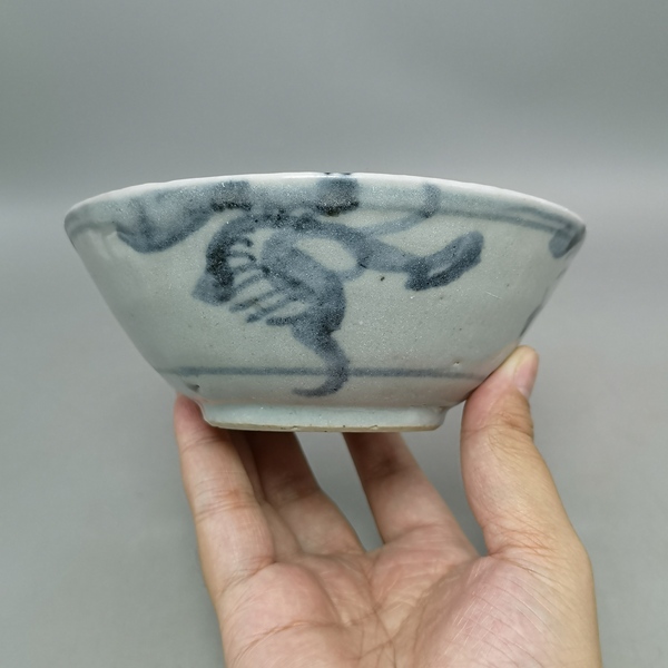 古玩陶瓷明代.青花草龍紋碗拍賣,當前價格980元