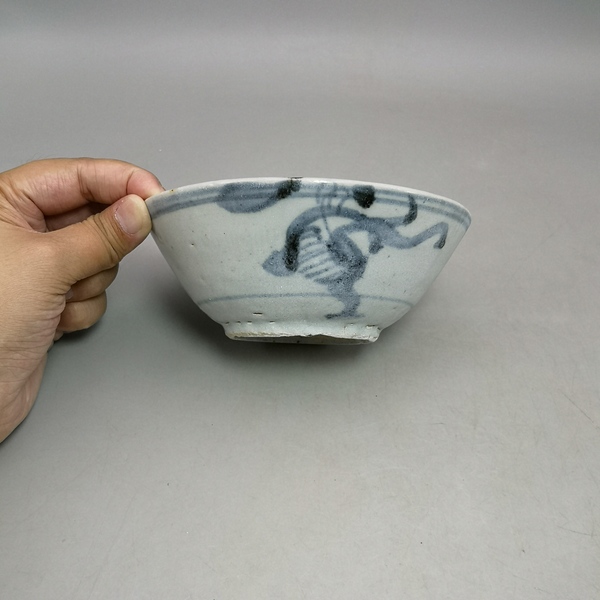古玩陶瓷明代.青花草龍紋碗拍賣,當前價格980元