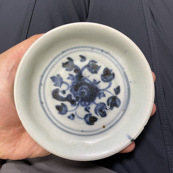 古玩陶瓷明中期花卉紋青花盤拍賣,當前價格1600元