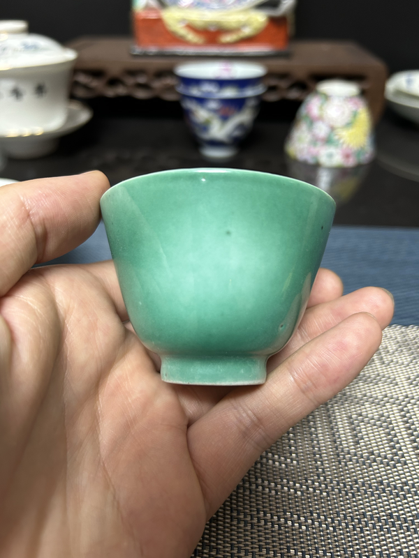 古玩陶瓷民國?綠釉杯(一只)拍賣,當前價格1200元
