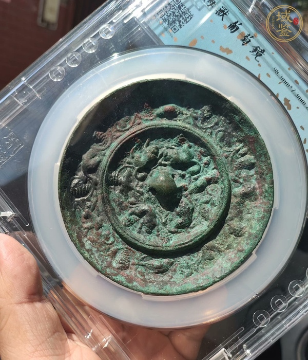 古玩銅器唐代海獸葡萄鏡真品鑒賞圖