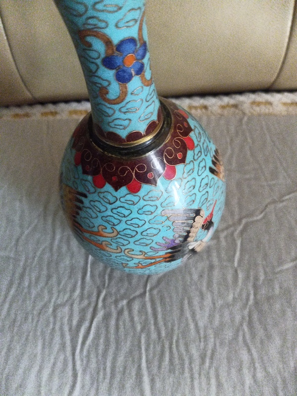 古玩陶瓷銅胎景泰藍對瓶拍賣，當前價格1000元