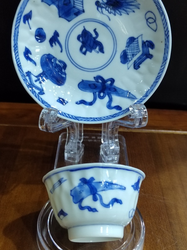 古玩陶瓷清康熙暗八仙青花杯盤拍賣,當前價格2288元