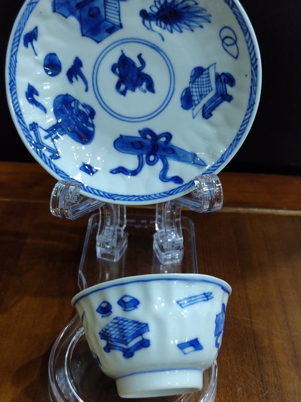 古玩陶瓷清康熙暗八仙青花杯盤拍賣,當前價格2288元