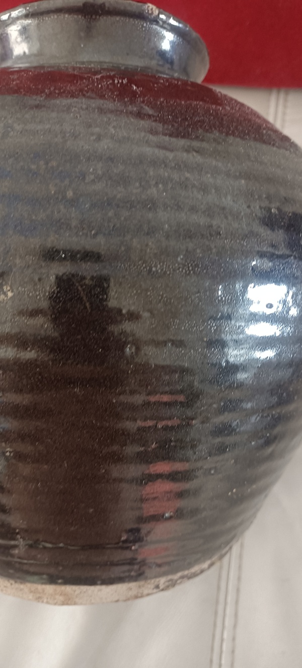 古玩陶瓷清代磁州窯油滴釉大罐拍賣,當前價格980元