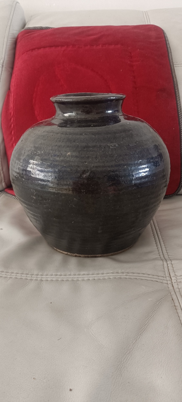 古玩陶瓷清代磁州窯油滴釉大罐拍賣,當前價格980元