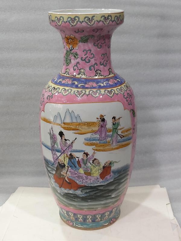 古玩陶瓷粉彩群仙祝壽圖紋瓶拍賣,當前價格1888元