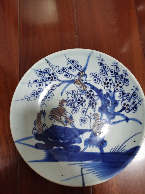 古玩陶瓷青花釉里紅喜上梅梢盤拍賣,當(dāng)前價(jià)格500元