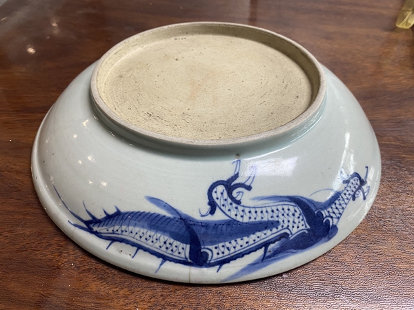 古玩陶瓷雍正青花過墻龍紋盤拍賣,當前價格19800元