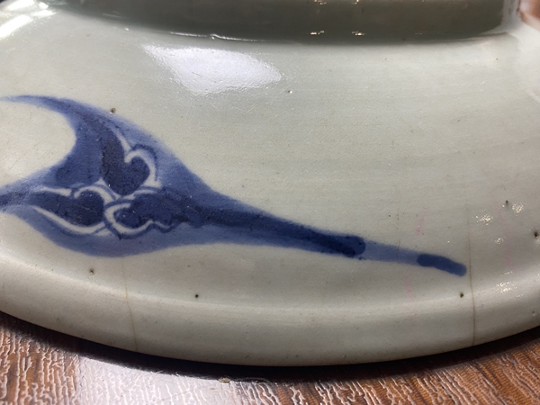 古玩陶瓷雍正青花過墻龍紋盤拍賣,當前價格19800元