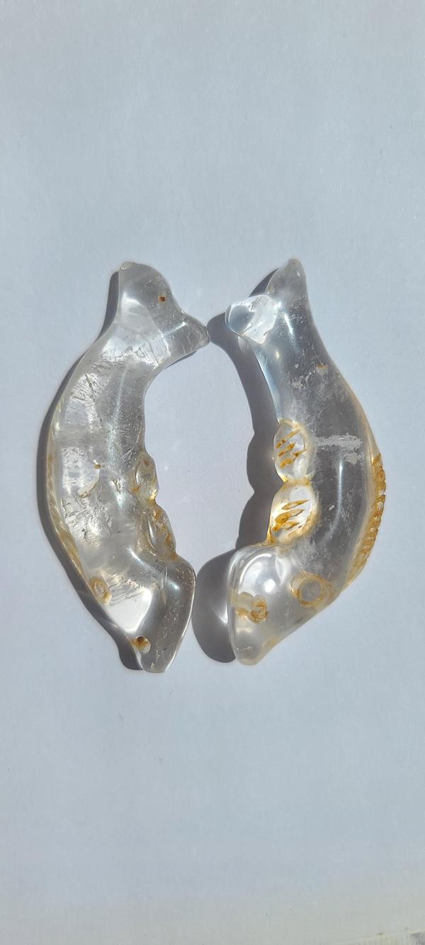 古玩玉器天然水晶雕“魚形墜”拍賣，當前價格800元