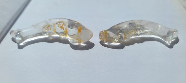 古玩玉器天然水晶雕“魚形墜”拍賣，當前價格800元