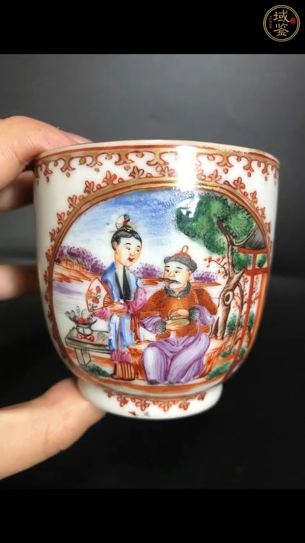 古玩陶瓷清中·廣彩滿大人圖執杯真品鑒賞圖