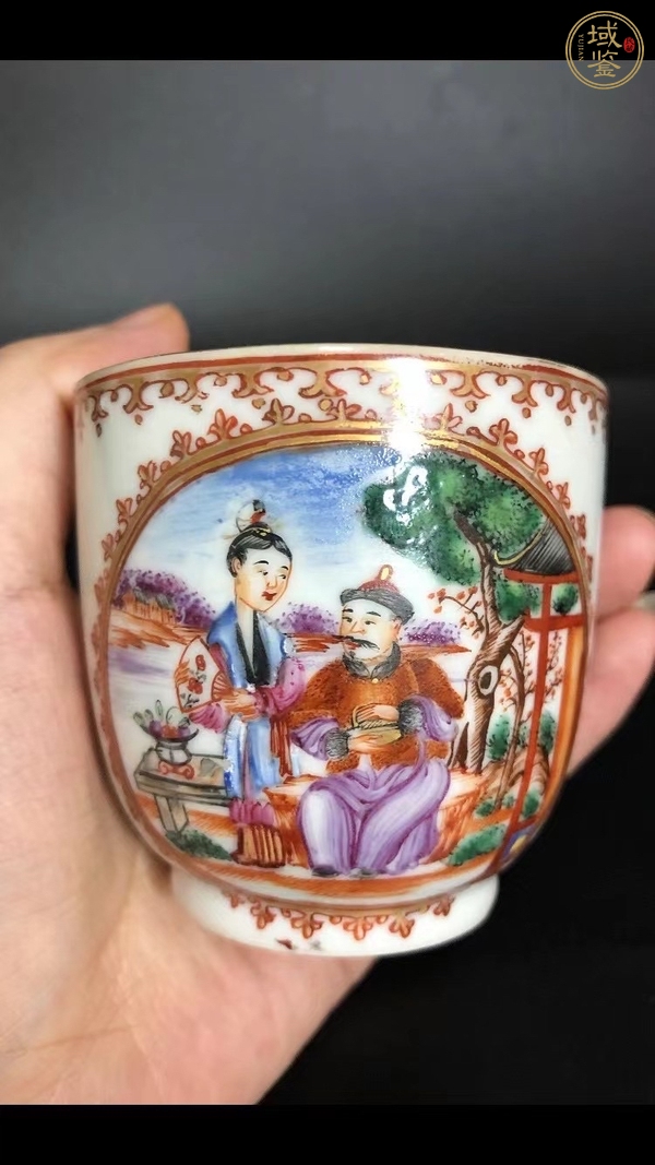 古玩陶瓷清中·廣彩滿大人圖執杯真品鑒賞圖