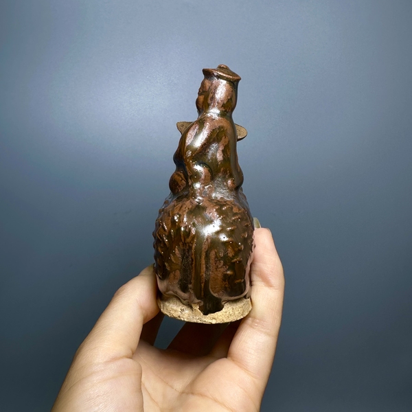 古玩陶瓷磁州窯醬釉騎鹿仙人造像拍賣,當(dāng)前價格280元