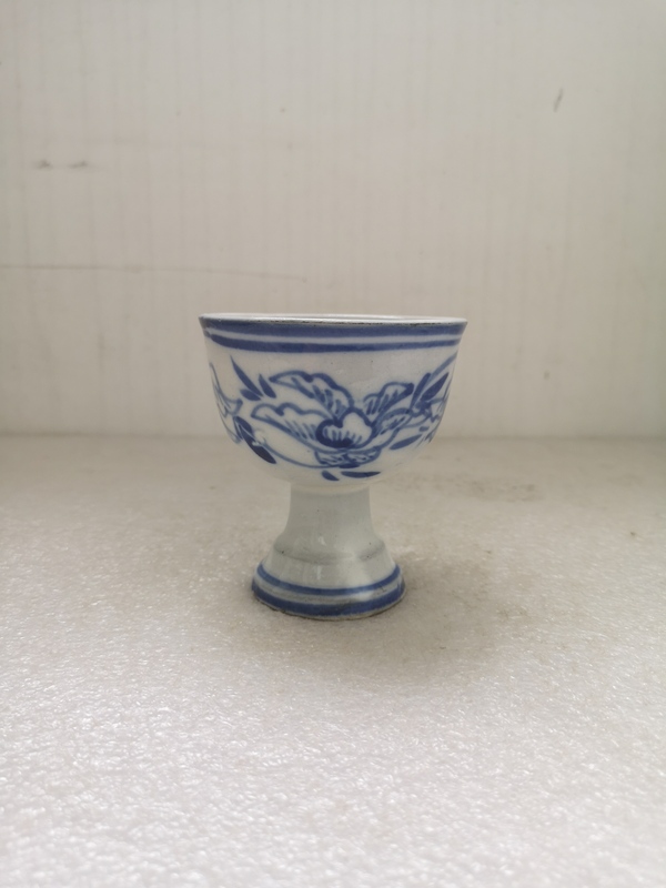 古玩陶瓷磁州窯青花花卉紋高足杯拍賣,當(dāng)前價格398元