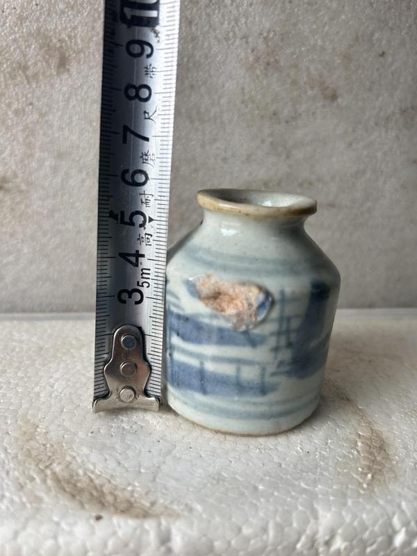 古玩陶瓷青花山水人物水盂拍賣,當前價格198元