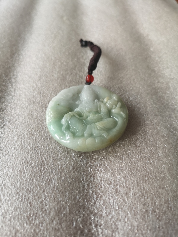 古玩玉器天然翡翠雕“文殊菩薩”掛牌拍賣,當前價格298元