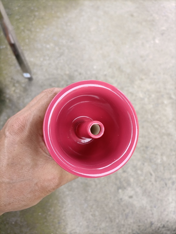 古玩陶瓷紅釉燈臺拍賣,當前價格260元