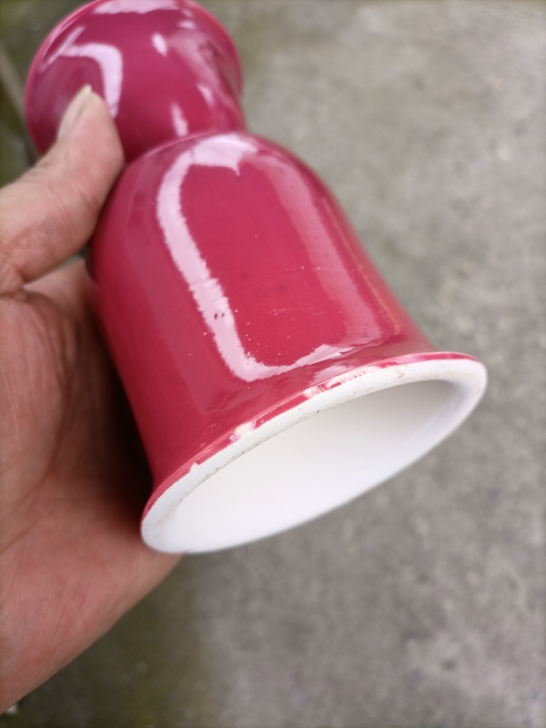 古玩陶瓷紅釉燈臺拍賣,當前價格260元