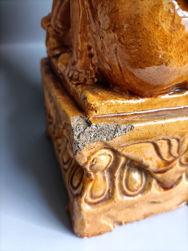 古玩陶瓷黃釉獅子擺件拍賣,當前價格420元