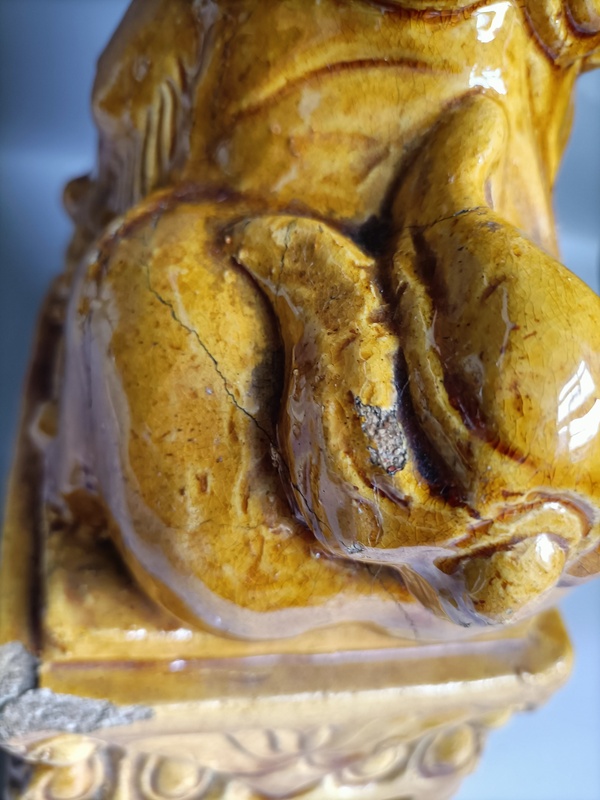 古玩陶瓷黃釉獅子擺件拍賣,當前價格420元