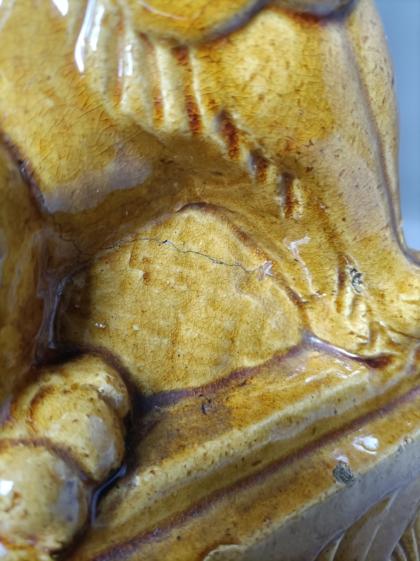古玩陶瓷黃釉獅子擺件拍賣,當前價格420元