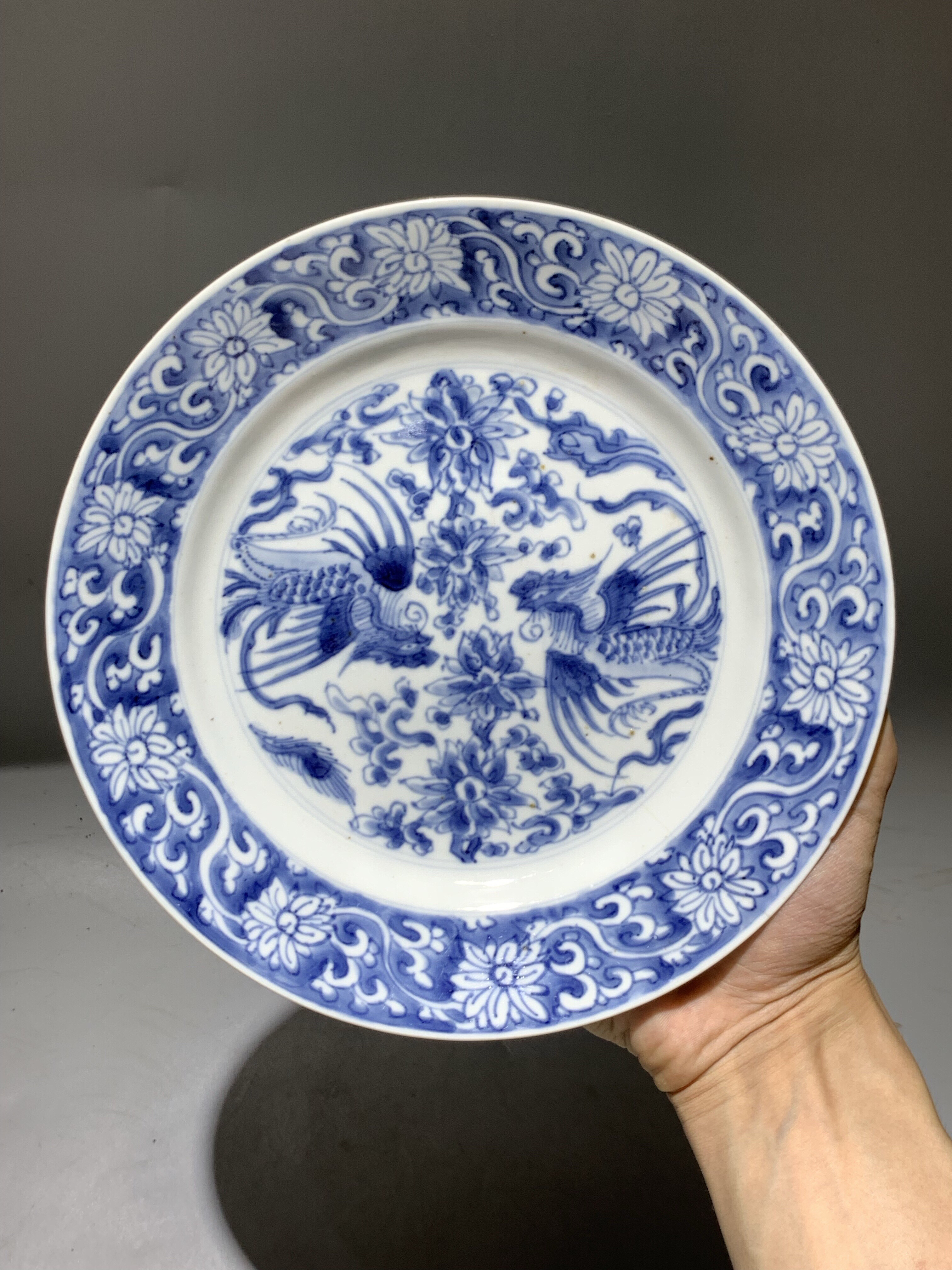中国古美術・元款青花描金鬼谷下山図獣頭梅瓶・青花磁・純手描き 中国古美術・元款青花描金鬼谷下山図獣頭梅瓶・青花磁・純手描き