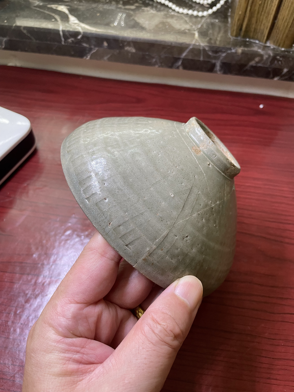 古玩陶瓷館藏級北宋同安窯珠光青瓷雙面刻花碗拍賣,當前價格299元