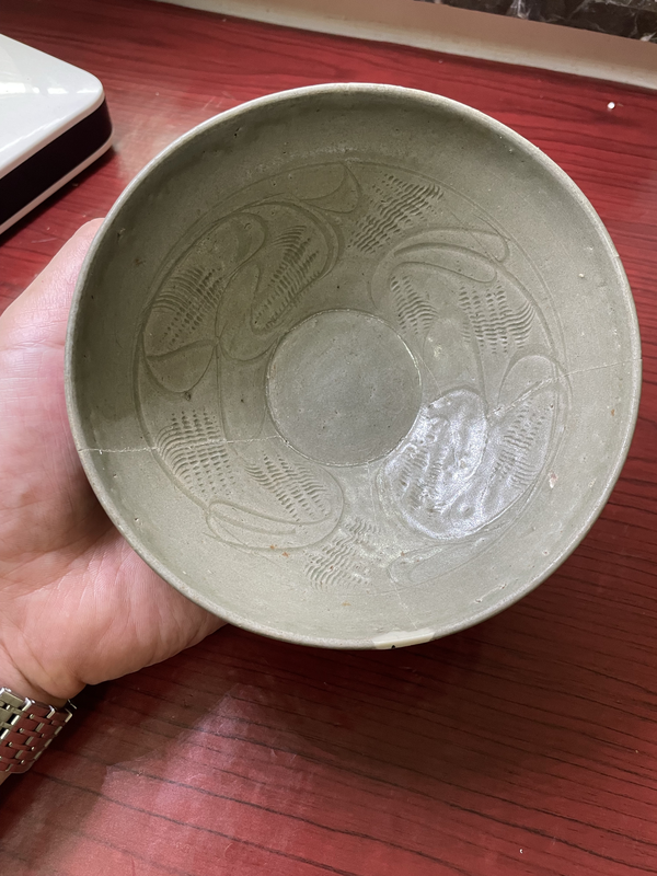 古玩陶瓷館藏級北宋同安窯珠光青瓷雙面刻花碗拍賣,當前價格299元