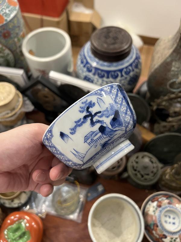 古玩陶瓷民國(guó)青花山水蓋碗拍賣,當(dāng)前價(jià)格299元