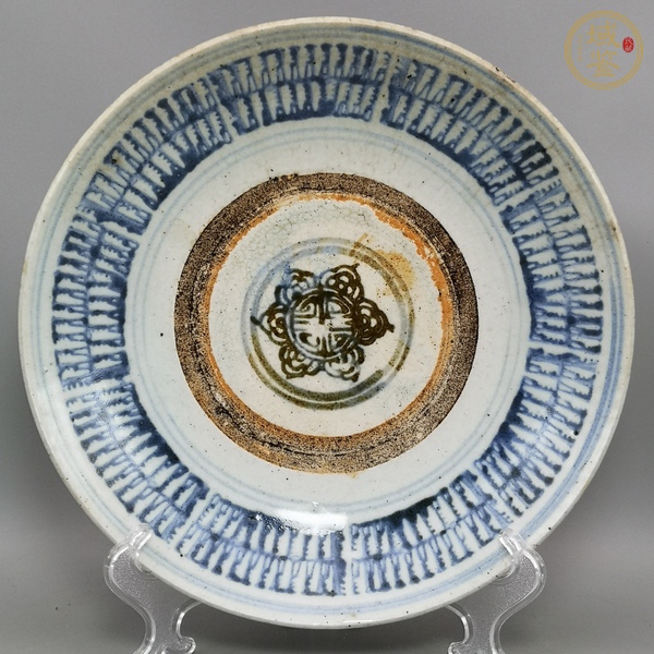 古玩陶瓷清中早·青花壽字紋盤真品鑒賞圖