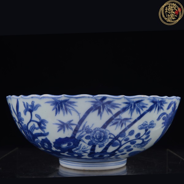 古玩陶瓷青花花卉大碗真品鑒賞圖