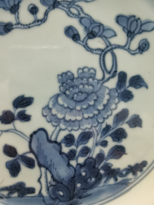 古玩陶瓷康熙青花洞石花卉紋八方盤拍賣,當前價格1200元