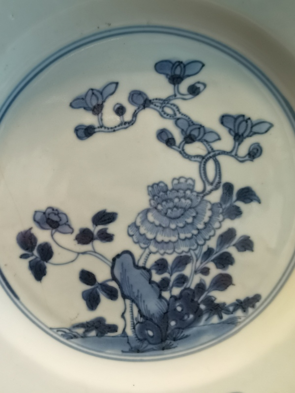 古玩陶瓷康熙青花洞石花卉紋八方盤拍賣,當前價格1200元