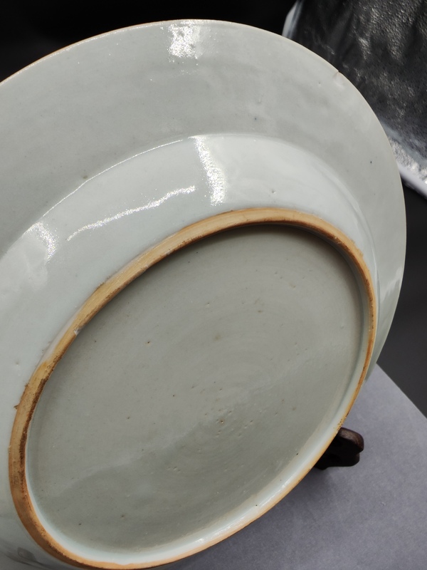 古玩陶瓷乾隆人物山水紋青花盤拍賣，當前價格2800元
