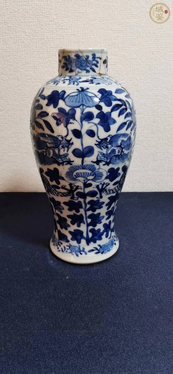 古玩陶瓷青花穿花龍紋雞腿瓶真品鑒賞圖