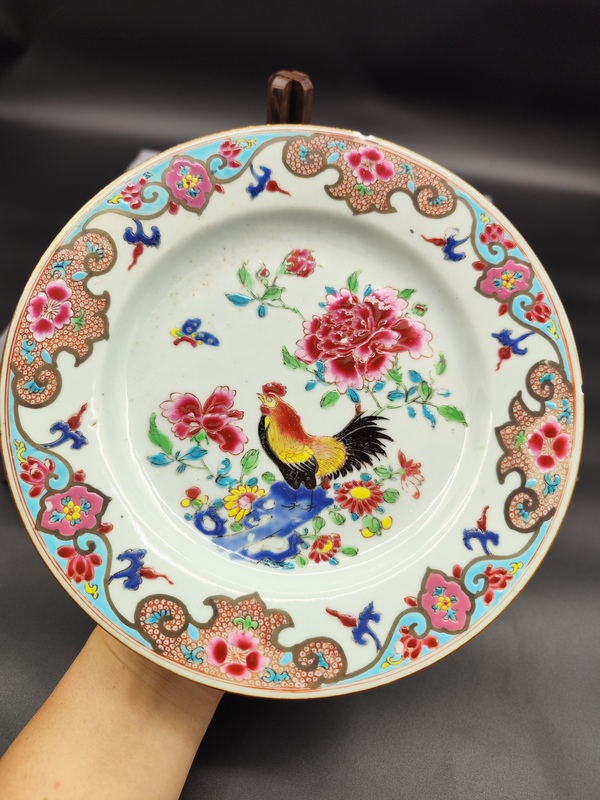 古玩陶瓷雍正富貴大吉圖粉彩盤拍賣,當前價格2300元