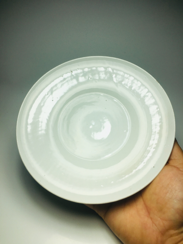 古玩陶瓷(極美)甜白釉高足貢盤拍賣,當前價格1888元