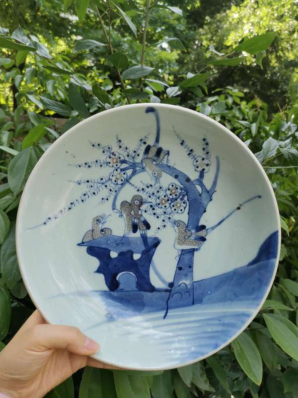 古玩陶瓷【8426】清乾隆 青花釉里紅喜上眉梢深腹盤拍賣,當(dāng)前價格3800元