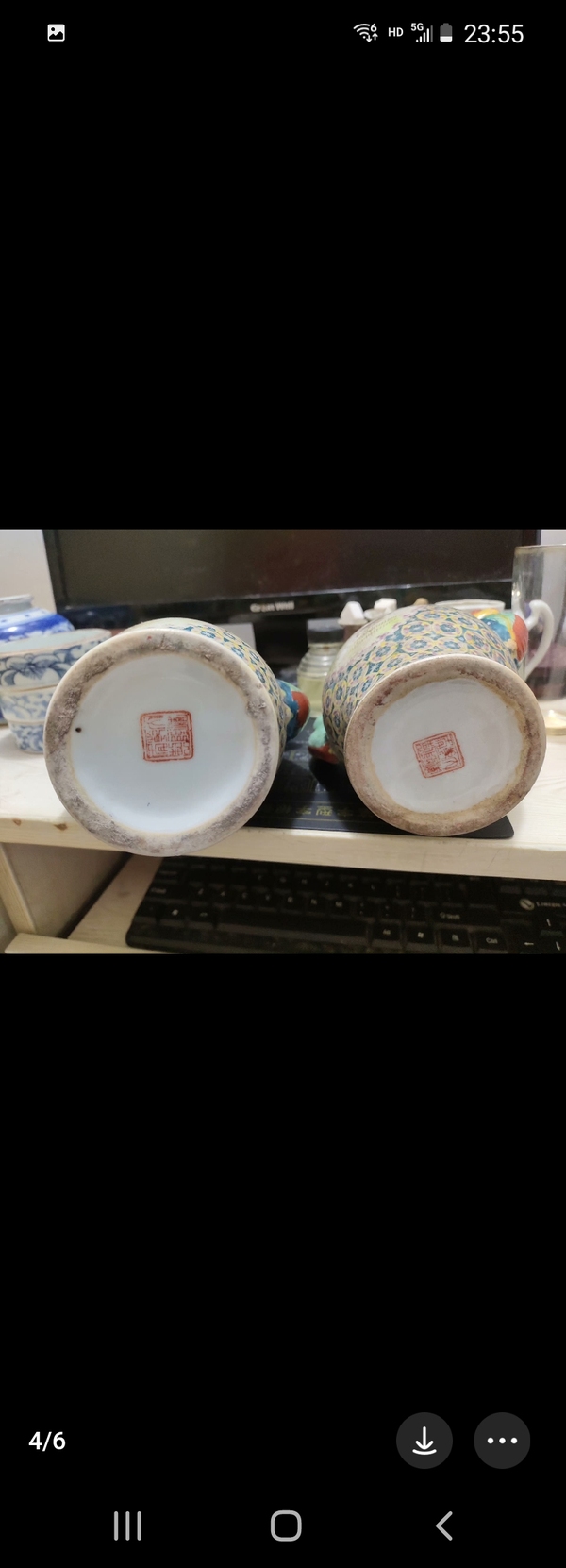 古玩陶瓷民國山水紋瓶一對拍賣,當前價格880元