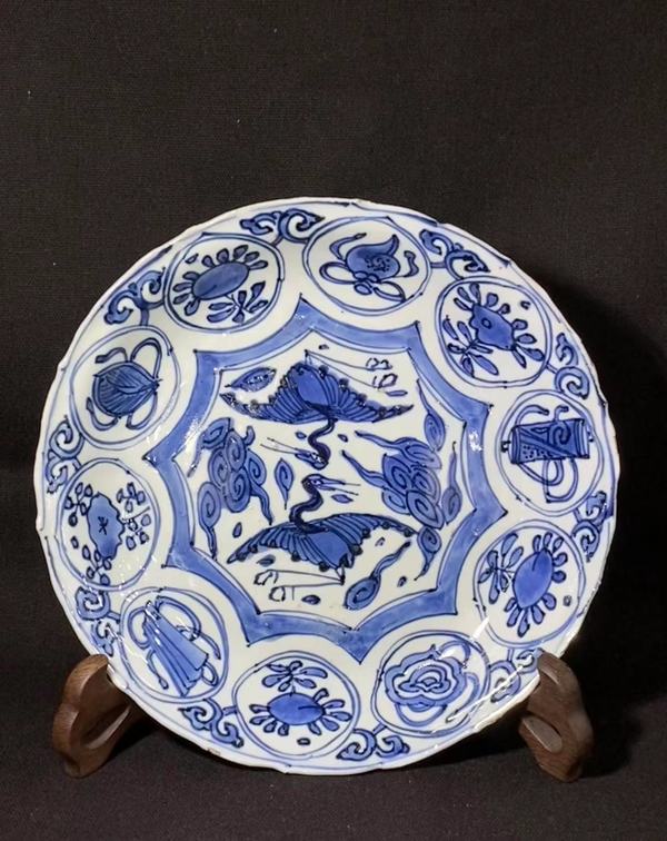 古玩陶瓷萬歷青花對(duì)頭鶴雜寶克拉克瓷拍賣，當(dāng)前價(jià)格5600元