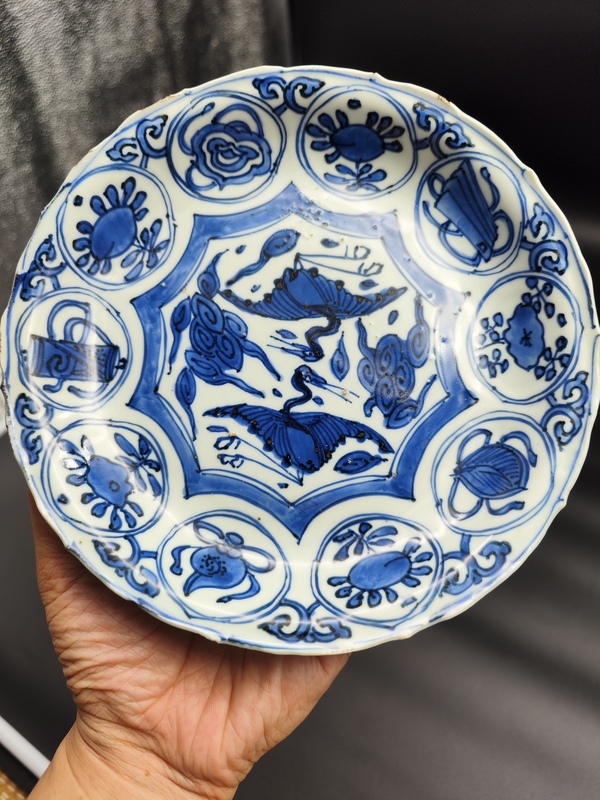 古玩陶瓷萬歷青花對(duì)頭鶴雜寶克拉克瓷拍賣，當(dāng)前價(jià)格5600元