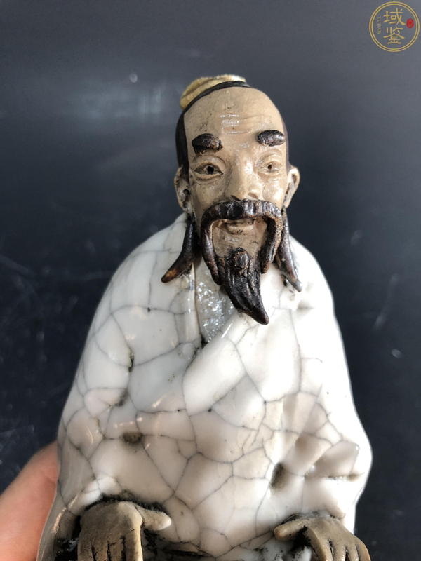 古玩陶瓷哥釉人物撫琴坐像拍賣,當前價格1200元